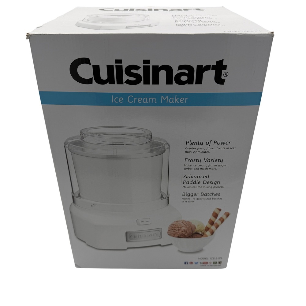 NEW IN BOX - Cuisinart ICE-21P1 Automatic Ice Cream Maker 1.5 Quart White
